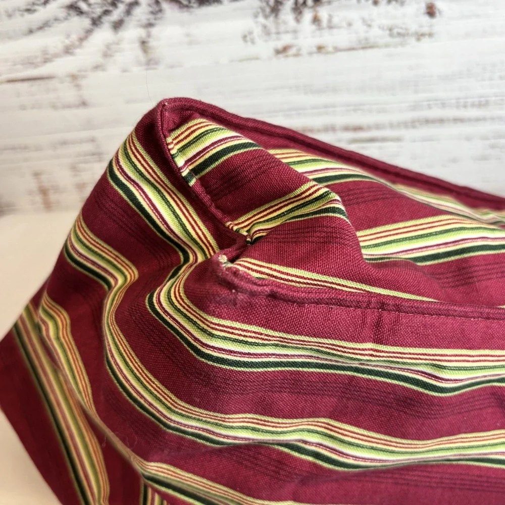 Longaberger 2005 Holiday Christmas‎ Stripe Tote Bag Embroidered Pocket Hostess